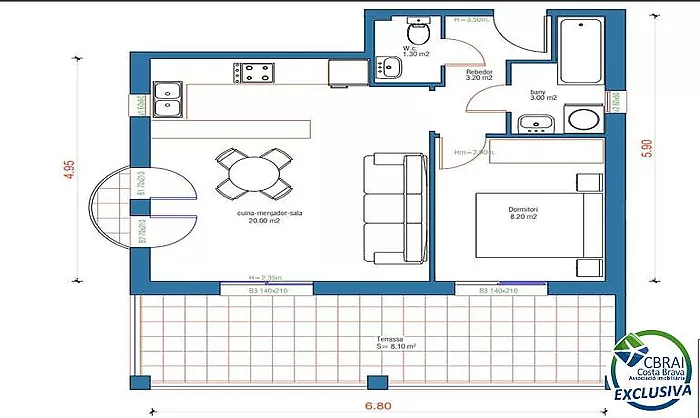 Apartamento en la última planta con amplia terraza en Santa Margarita Roses en venta